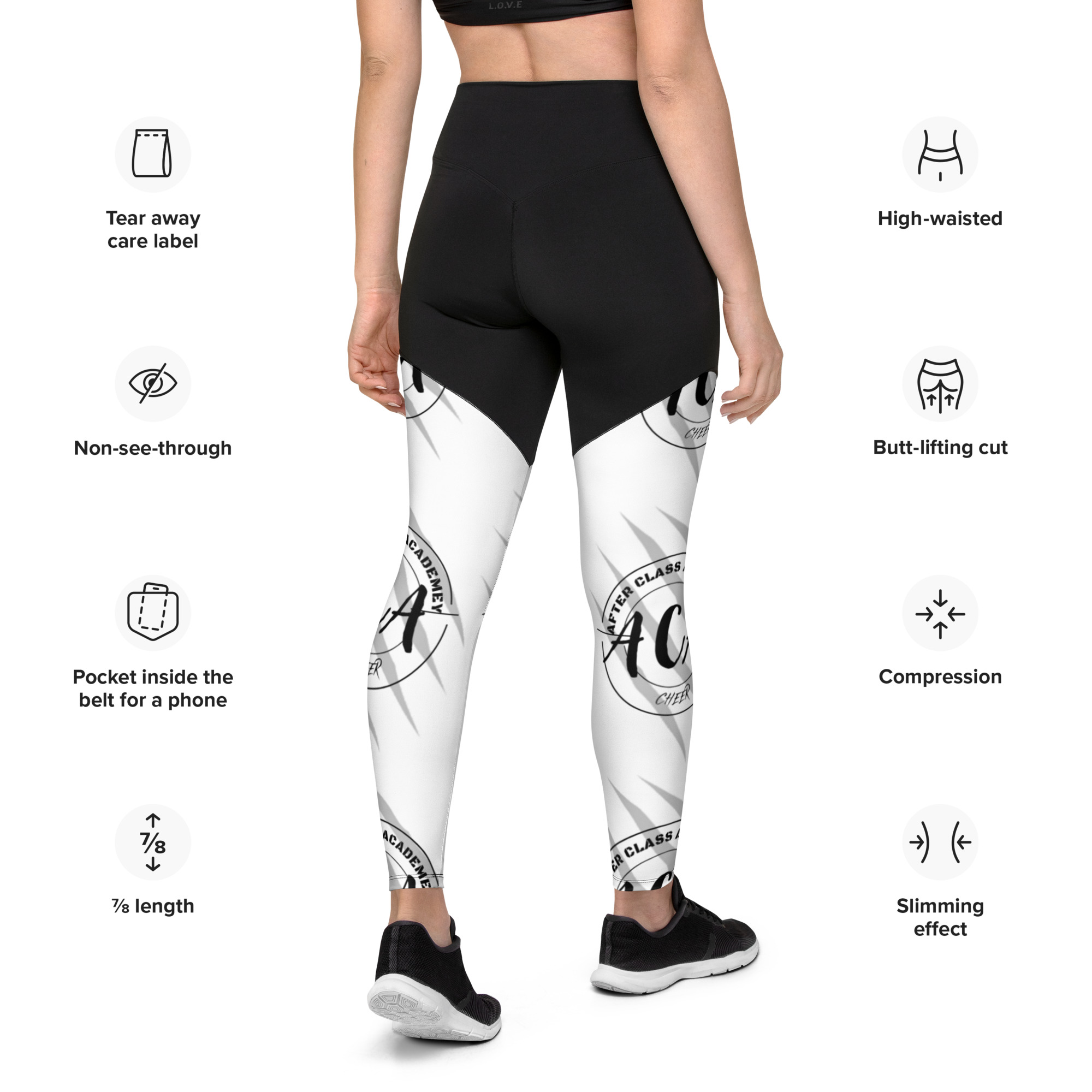 Black and white logo Sports Leggings - Image 2