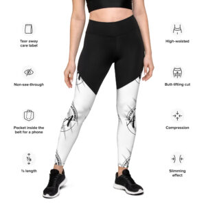 Black and white logo Sports Leggings