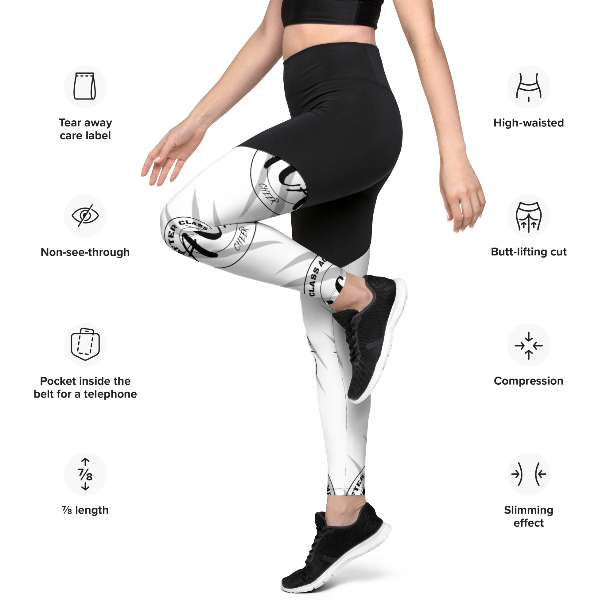 Black and white logo Sports Leggings - Image 3