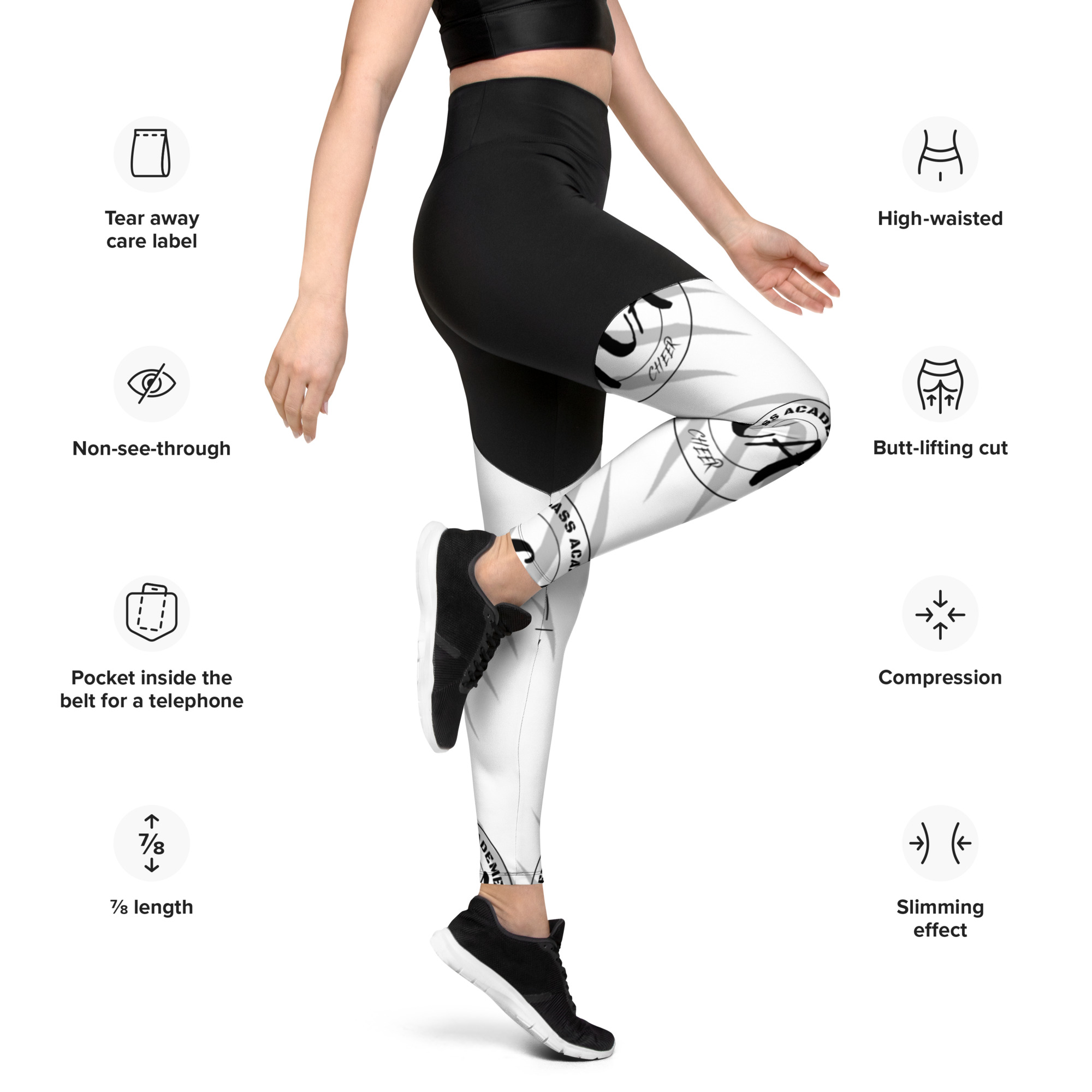 Black and white logo Sports Leggings - Image 4