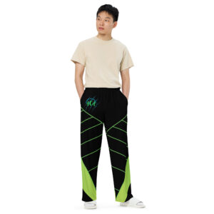 Season 4 green and black wide-leg pants